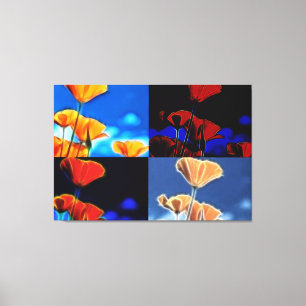 Large Poppies Quadtych Art Wrapped Canvas