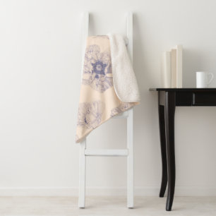 Large Poppy Botanical Sherpa Blanket