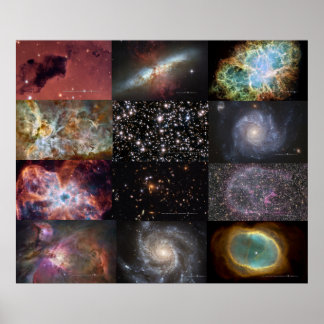 Large Poster with 12 Hubble Deep Sky Photos