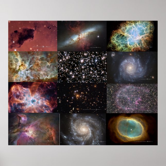 Large Poster with 12 Hubble Deep Sky Photos (Front)