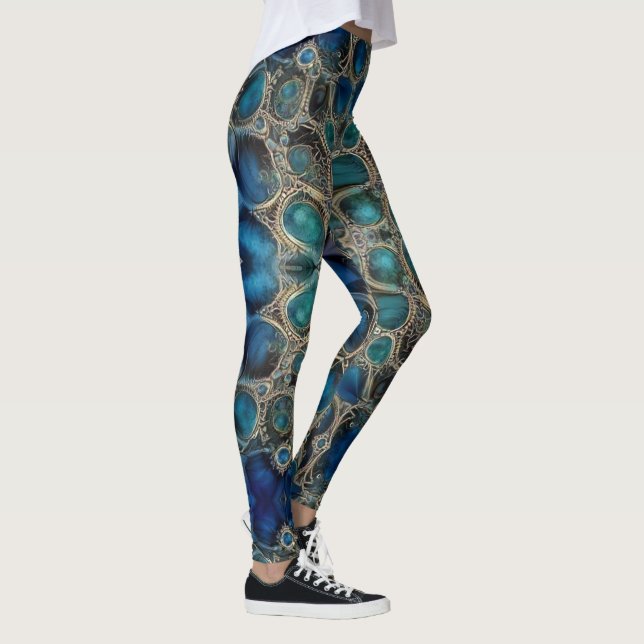 Large Print Blue Bubble Leggings (Right)
