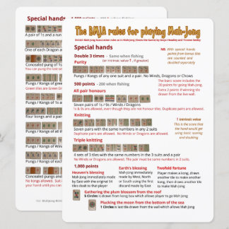 Large Print BMJA rules card – Special hands