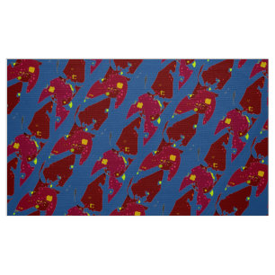 Large Print Flipflops in Red and Blue Fabric