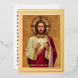 LARGE PRINT Foil Spiritual Communion Prayer Card
