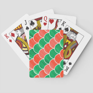 Large Print Red Green Painted Geometric Pattern Playing Cards