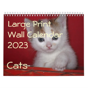 Large Print Wall Calendar 2023 - Cats