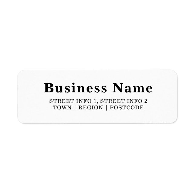 Large Print White Business Return Address Label (Front)