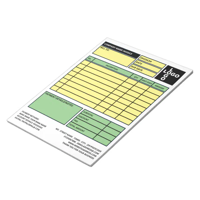 Large Pro-Logo Business Invoice/Quotation Notepad | Zazzle