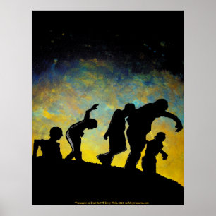 LARGE Procession to Breakfast Zombie Canvas Print