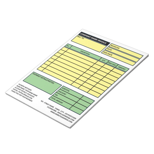 Large Professional Business Invoice/Quotation Notepad (Angled)