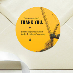 Large Project Construction   Minimal Thank You Classic Round Sticker