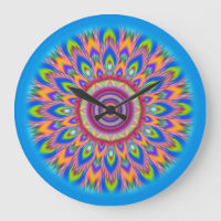 Large psychedelic Mandala blues wall clock