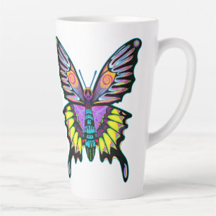 Large Psychedelic Peace Love Music Butterfly Latte Mug