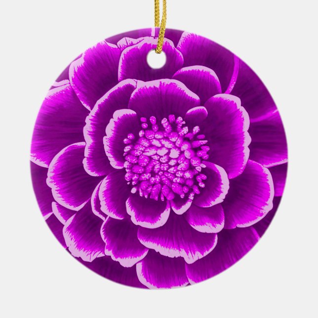 Large Purple Dahlia Flower   Ceramic Tree Decoration (Front)