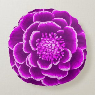 Large Purple Dahlia Flower   Round Cushion