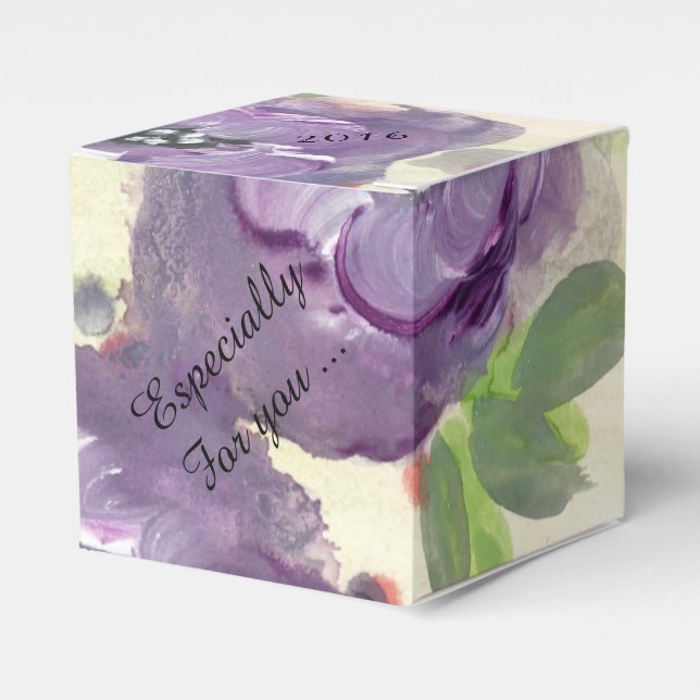 Large purple floral favour box (Front Side)