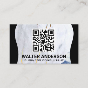 Large QR Code Template Marble Gold Flakes Business Card
