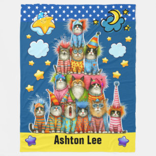 LARGE QUIRKY CATS Fleece Blanket