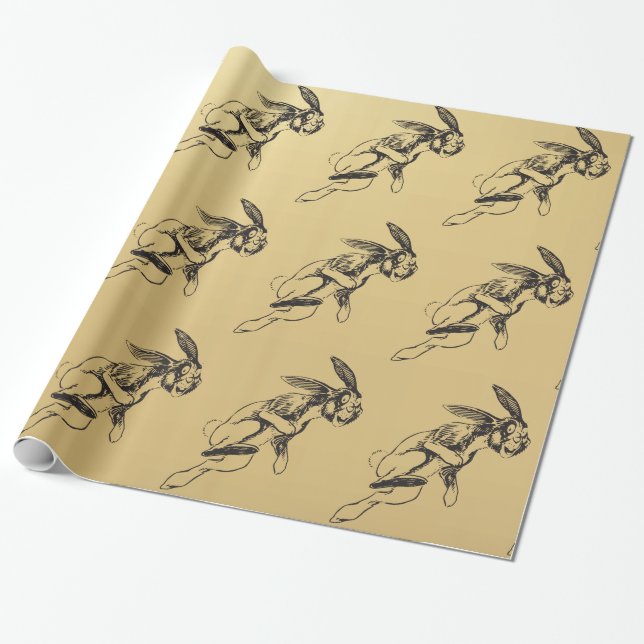 Large Rabbit Funny Bunny Jack Rabbit Wrapping Paper (Unrolled)