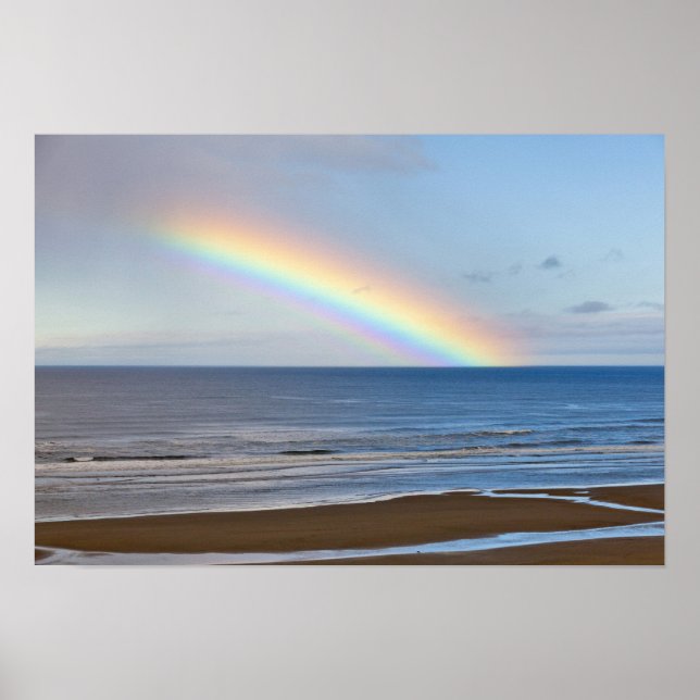 Large rainbow over the Pacific Ocean at Poster (Front)