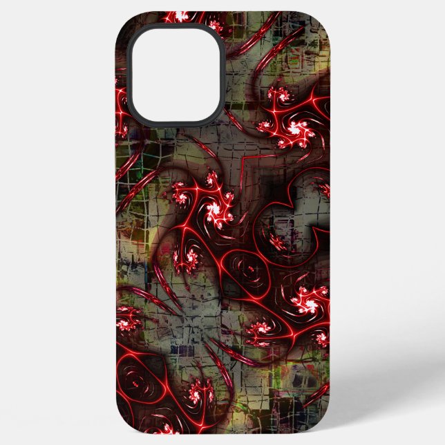 Large rapport of strange fractal over aged image  iPhone case (Back)