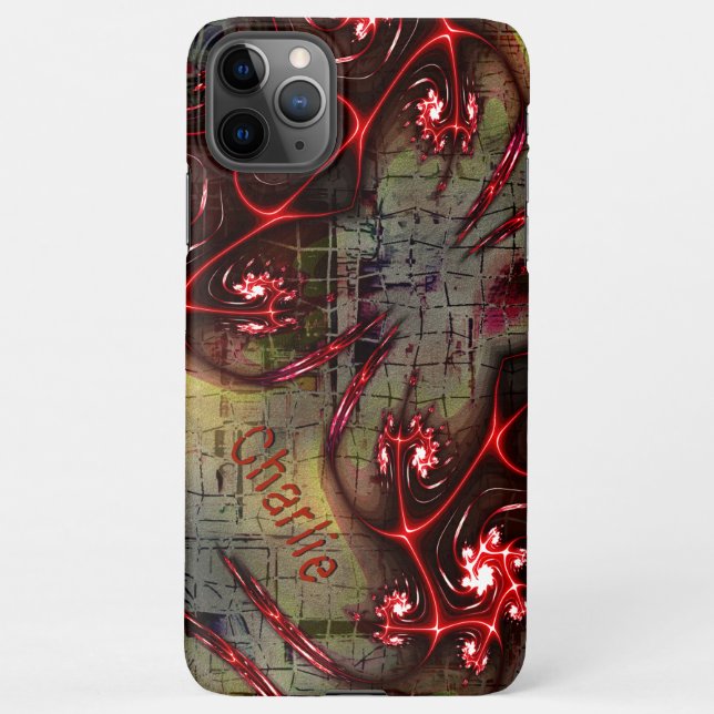 Large rapport of strange fractal over aged image  iPhone case (Back)
