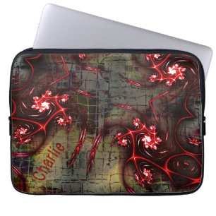 Large rapport of strange fractal over aged image laptop sleeve