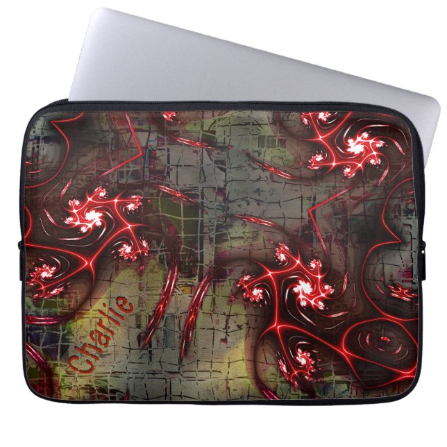 Large rapport of strange fractal over aged image  laptop sleeve (Front)