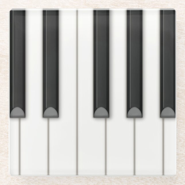 Large Realistic Piano Keys Customisable Music Glass Coaster (Front)