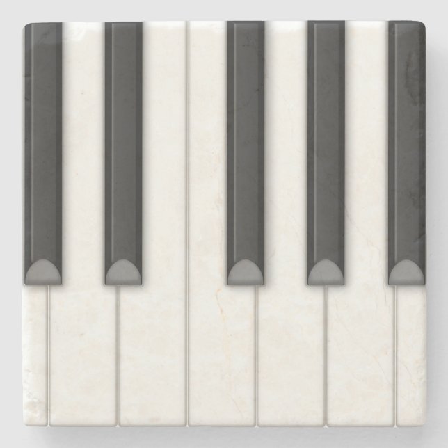 Large Realistic Piano Keys Customisable Music Stone Coaster (Front)