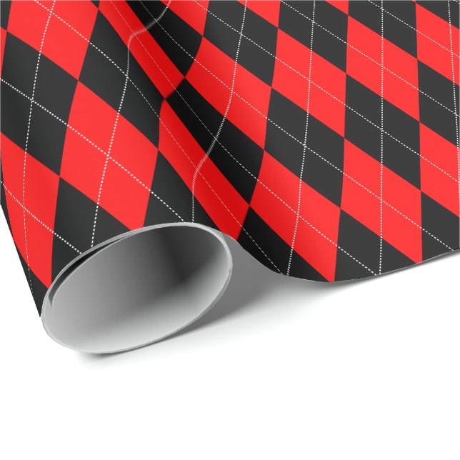 Large Red and Black Argyle Wrapping Paper (Roll Corner)