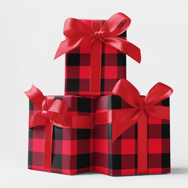 Large Red and Black Chevron Buffalo Plaid Wrapping Paper (Large Red and Black Chevron Buffalo Plaid Wrapping Paper)