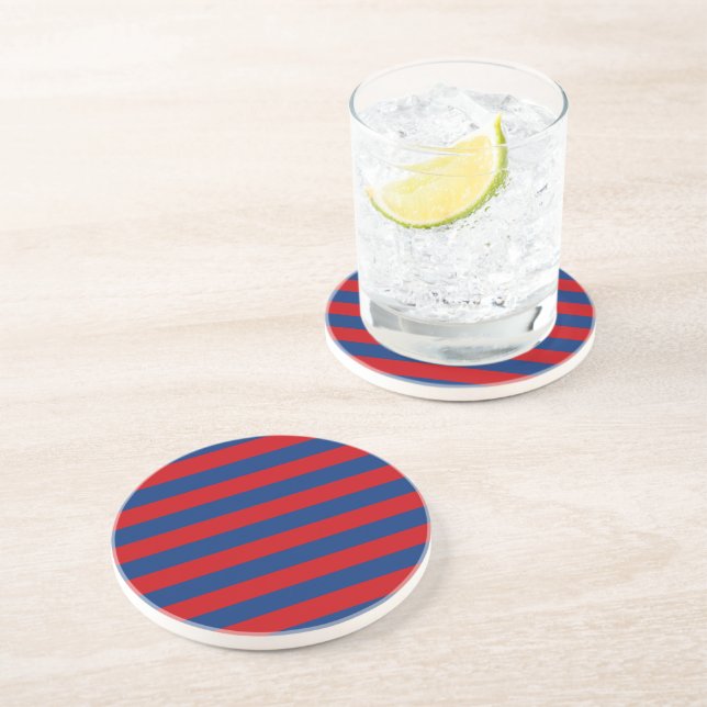 Large Red and Blue Horizontal Stripes Coaster (Side)