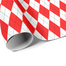 Large Red and White Argyle Wrapping Paper