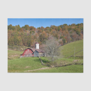 Large Red Barn with a Smaller Grey Barn Friend Tissue Paper