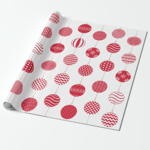 Large Red Christmas Ball Pattern Wrapping Paper
