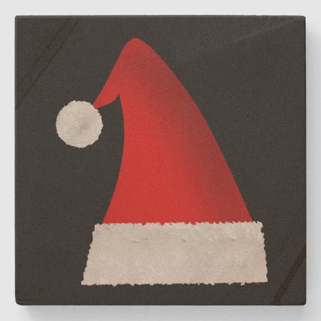 Large Red Christmas Santa Hat Stone Coaster (Front)