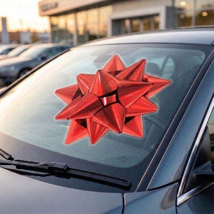 Large Red Gift Bow Window Cling