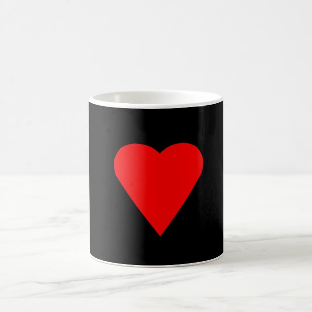 Large Red Heart on Black Background Coffee Mug (Center)
