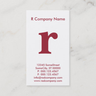 large red monogram business card