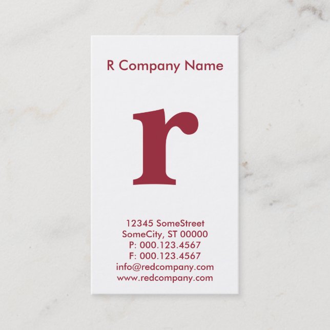 large red monogram business card (Front)