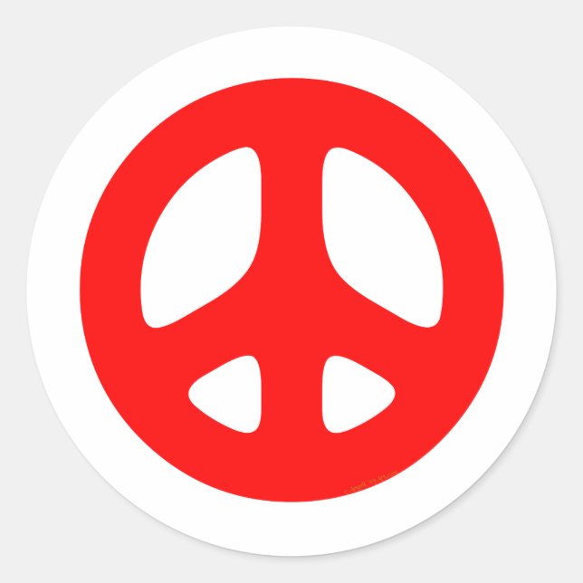 Large Red Peace Sign Classic Round Sticker (Front)