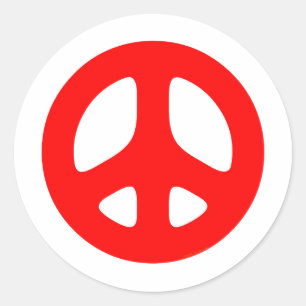 Large Red Peace Sign Classic Round Sticker