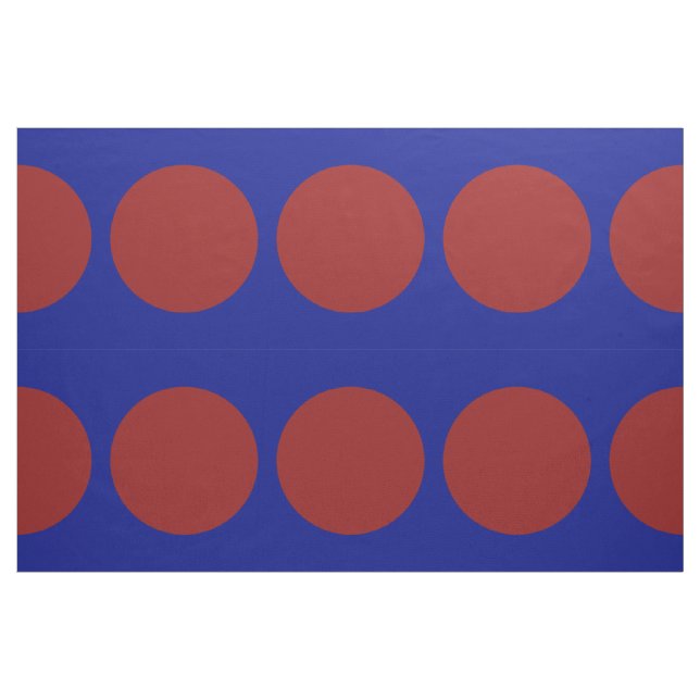 Large Red Polka Dots on Blue Geometric Fabric (Fat Quarter)