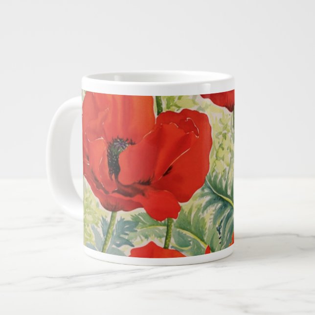 Large Red Poppies Coffee Mug (Front Left)