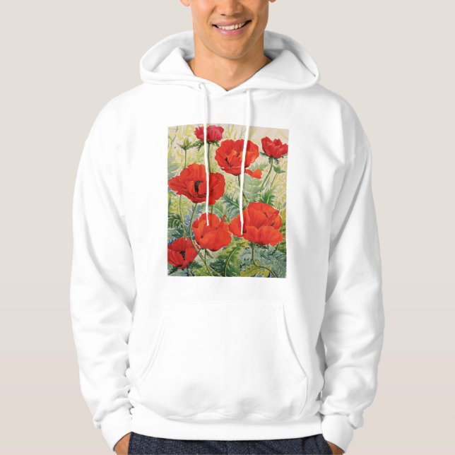 Large Red Poppies Hoodie (Front)