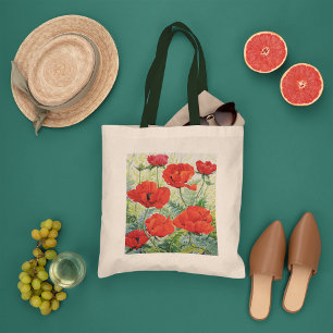 Large Red Poppies Tote Bag