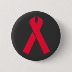 Large Red Ribbon for AIDS Awareness 6 Cm Round Badge