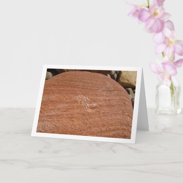 Large Red Rock, Stone Background Card (Orchid)