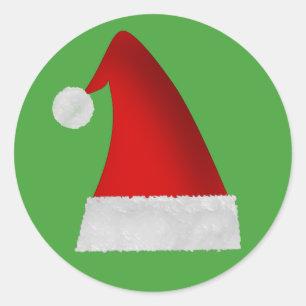 Large Red Santa Christmas Hat Classic Round Sticker